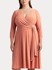 Lauren Ralph Lauren Curve Midi Surplice Dress - Image 6 of 8