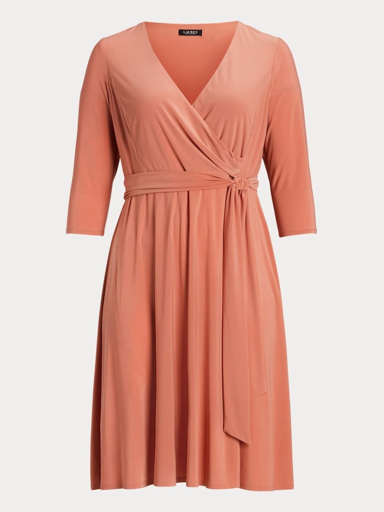 Lauren Ralph Lauren Curve Midi Surplice Dress - Image 8 of 8 Lauren Ralph Lauren Curve Midi Surplice Dress - Image 8 of 8