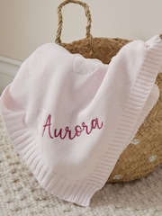 Personalised Pale Pink Heart Jacquard Baby Blanket - Image 1 of 3