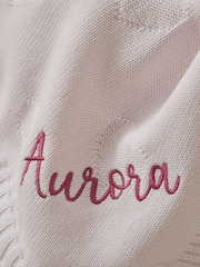 Personalised Pale Pink Heart Jacquard Baby Blanket - Image 2 of 3