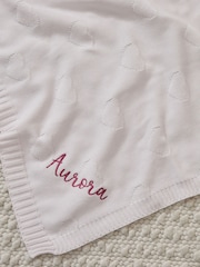 Personalised Pale Pink Heart Jacquard Baby Blanket - Image 3 of 3
