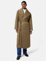 Jigsaw Green Freya Quilted Trench Coat - Image 3 of 7