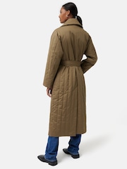 Jigsaw Green Freya Quilted Trench Coat - Image 5 of 7