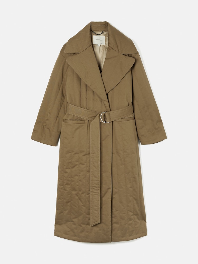 Jigsaw Green Freya Quilted Trench Coat - Image 7 of 7