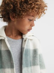 Reiss Sage Scott Junior Brushed Removable Hood Check Jacket - Image 1 of 8