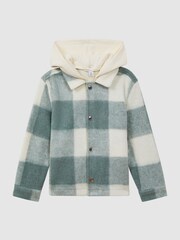 Reiss Sage Scott Junior Brushed Removable Hood Check Jacket - Image 2 of 8