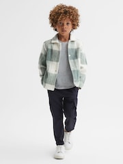Reiss Sage Scott Junior Brushed Removable Hood Check Jacket - Image 4 of 8