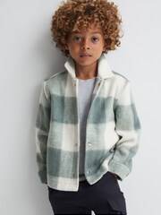 Reiss Sage Scott Junior Brushed Removable Hood Check Jacket - Image 6 of 8