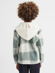Reiss Sage Scott Junior Brushed Removable Hood Check Jacket - Image 7 of 8