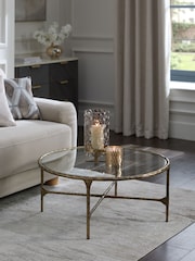 Gold Wrought Glass Top Coffee Table - Image 1 of 5