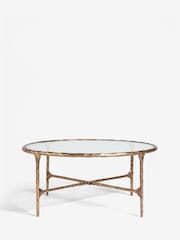 Gold Wrought Glass Top Coffee Table - Image 2 of 5