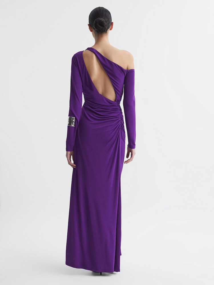 Morado - Reiss Delphine Off-The-Shoulder Cut-Out Maxi Vestido - Imagen 4 de 4 Morado - Reiss Delphine Off-The-Shoulder Cut-Out Maxi Vestido - Imagen 4 de 4