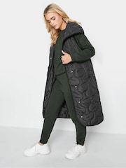 PixieGirl Petite Black Funnel Neck Quilt Gilet - Image 1 of 4