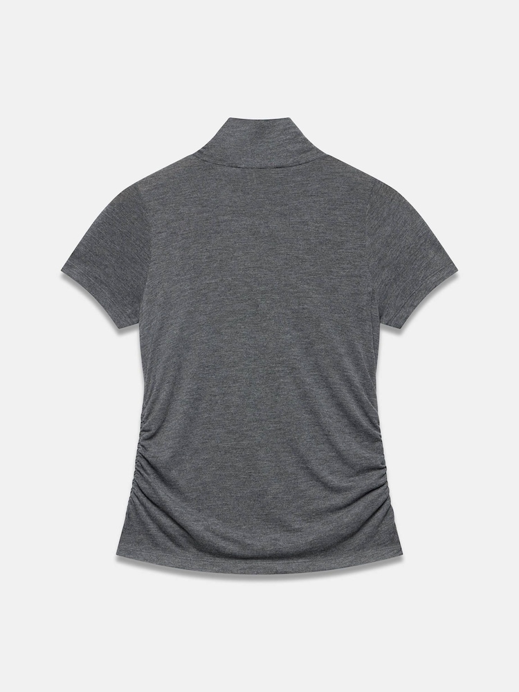 Mint Velvet Grey High Neck Ruched Jersey Top - Image 8 of 8 Mint Velvet Grey High Neck Ruched Jersey Top - Image 8 of 8