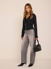Mint Velvet Black Lace Trim Cardigan - Image 3 of 8