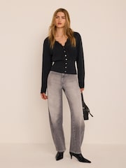 Mint Velvet Black Lace Trim Cardigan - Image 5 of 8
