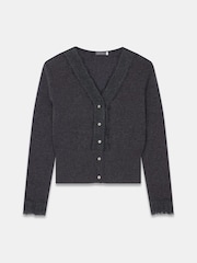 Mint Velvet Black Lace Trim Cardigan - Image 7 of 8