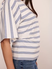 Mint Velvet Blue Cotton Ruched Waist T-Shirt - Image 2 of 7
