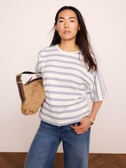 Mint Velvet Blue Cotton Ruched Waist T-Shirt - Image 4 of 7