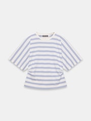 Mint Velvet Blue Cotton Ruched Waist T-Shirt - Image 6 of 7