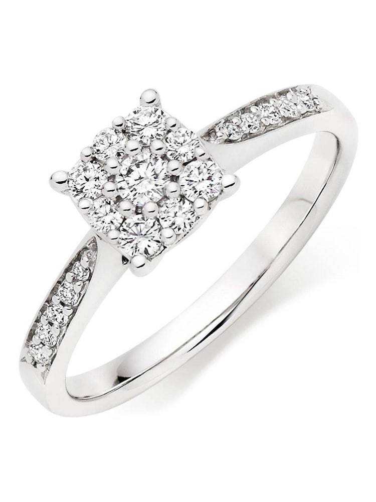 Beaverbrooks 18ct White Gold Diamond Cluster Ring - Image 1 of 8