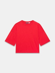 Mint Velvet Red Linen Blend Boxy T-Shirt - Image 6 of 7