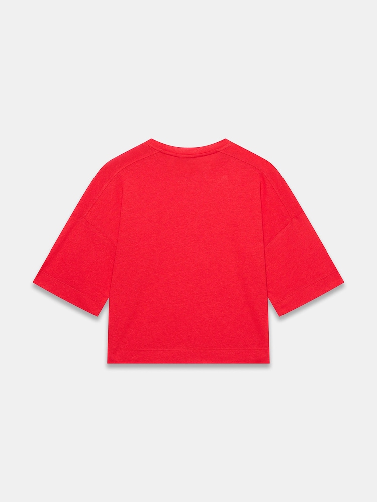 Mint Velvet Red Linen Blend Boxy T-Shirt - Image 7 of 7 Mint Velvet Red Linen Blend Boxy T-Shirt - Image 7 of 7