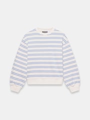 Mint Velvet Blue Stripe Blouson Sweatshirt - Image 6 of 7