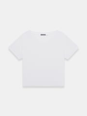Mint Velvet White Linen Blend V-Neck T-Shirt - Image 7 of 8