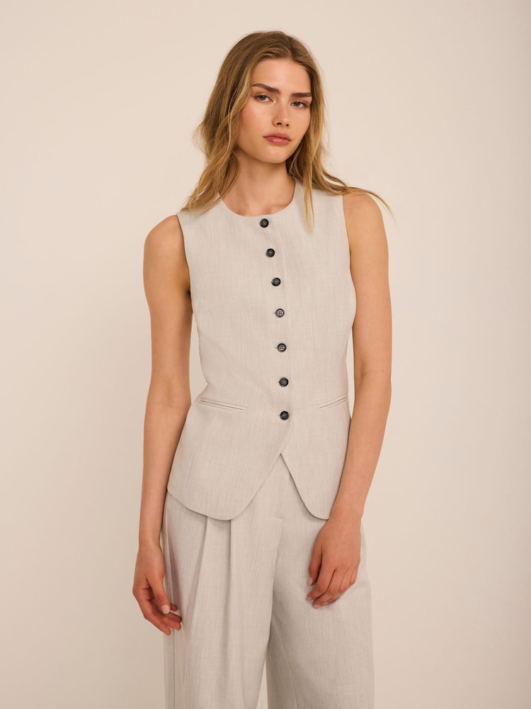 Mint Velvet Grey Tailored Waistcoat - Image 1 of 8 Mint Velvet Grey Tailored Waistcoat - Image 1 of 8