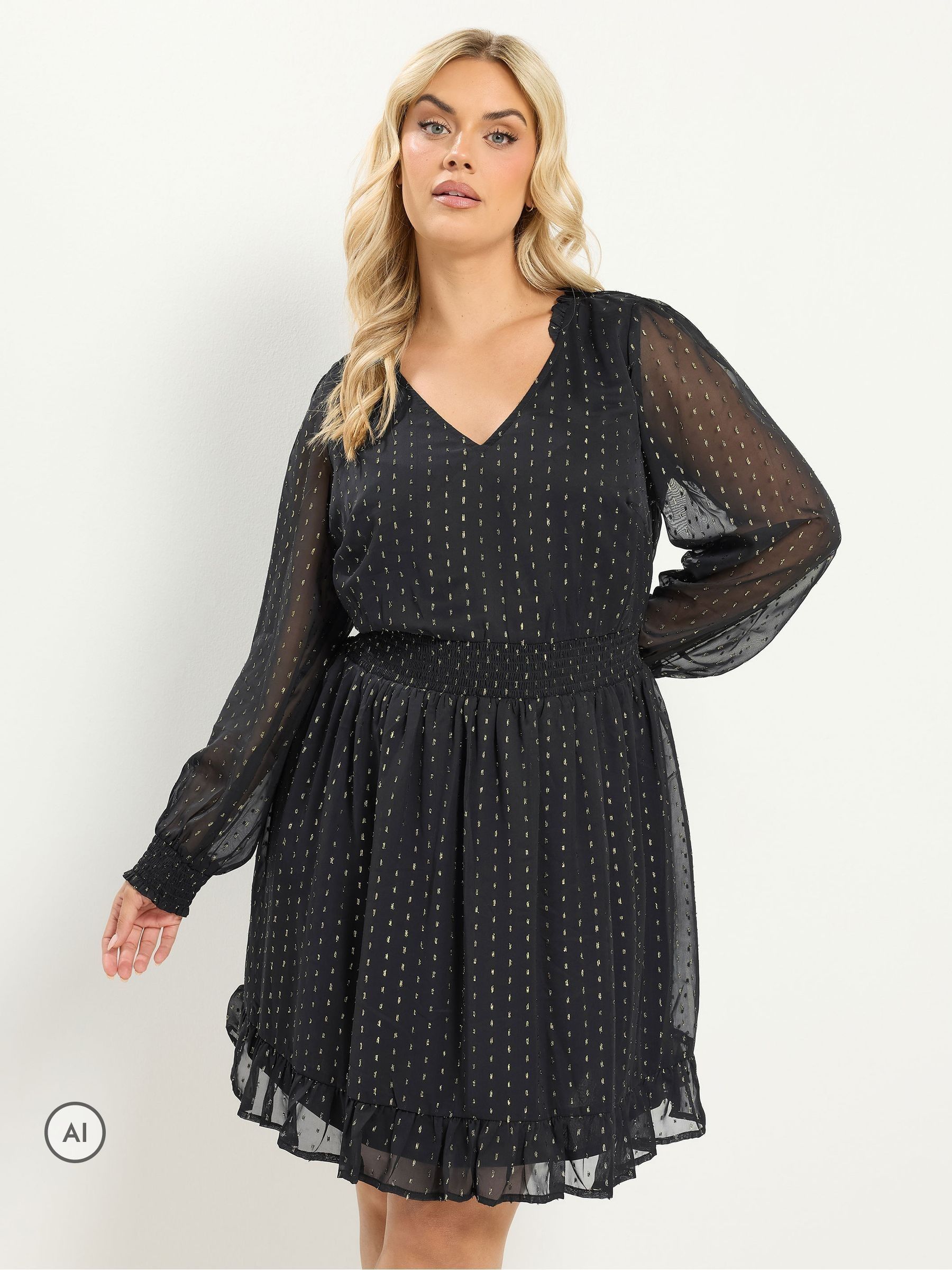 Yours Women's Metallic Mini Dress in Black | Size: 30-32 - Image 6