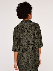 Apricot Khaki Green/Black Zebra Print Cocoon Dress - Image 2 of 4