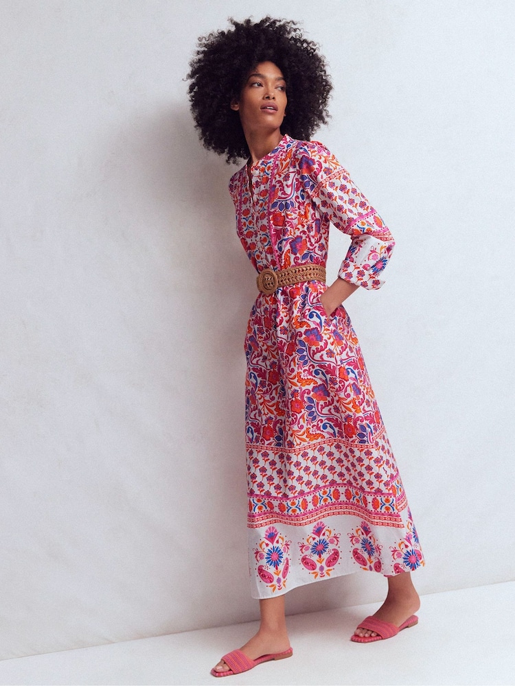 Boden Pink Ava Cotton Midi Dress - Image 1 of 6