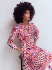 Boden Pink Ava Cotton Midi Dress - Image 4 of 6