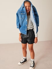 Black Black PU Shorts (3-16yrs) - Image 3 of 6
