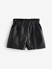 Black Black PU Shorts (3-16yrs) - Image 4 of 6