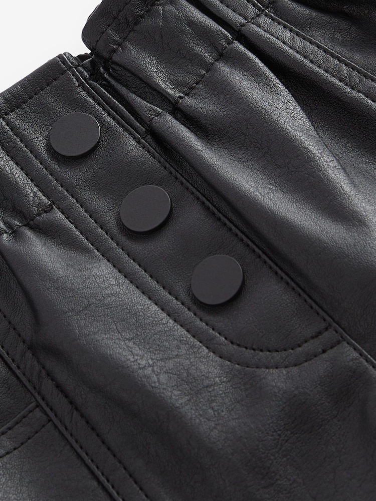 Black Black PU Shorts (3-16yrs) - Image 6 of 6
