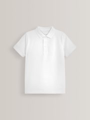 White Cotton School Short Sleeve 100% Cotton Polo Shirts (3-16yrs) - Image 2 of 6