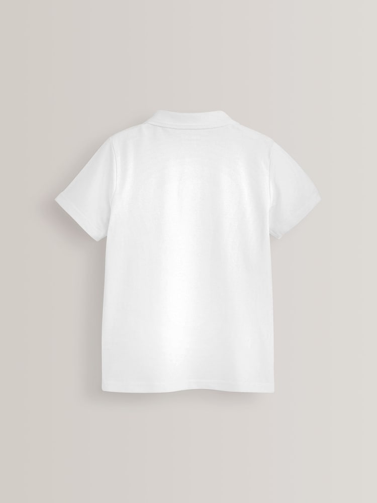 Weiß - Polo-Shirts für die Schule aus 100 % Baumwolle, kurzärmlig, 5er-Pack (3–16 J.) - Image 4 of 6