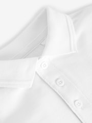 White Cotton School Short Sleeve 100% Cotton Polo Shirts (3-16yrs) - Image 5 of 6