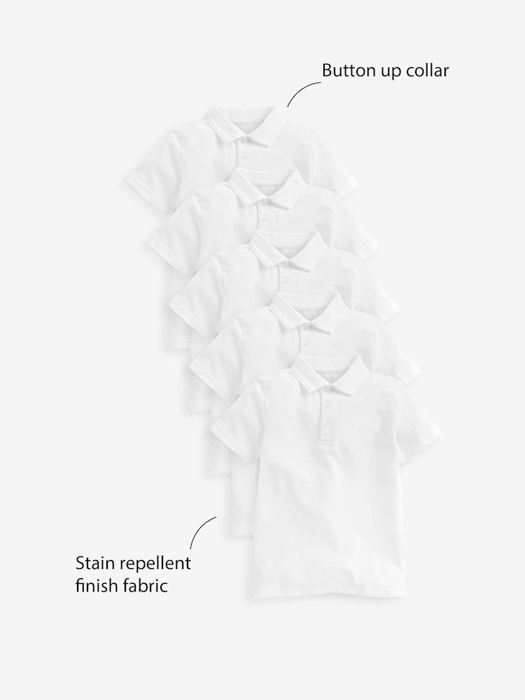 White Cotton School Short Sleeve 100% Cotton Polo Shirts (3-16yrs) - Image 6 of 6