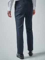 Navy Blue Tailored Check Suit: Trousers - Image 3 of 5