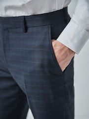 Navy Blue Tailored Check Suit: Trousers - Image 4 of 5