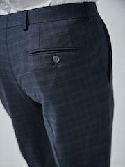 Navy Blue Tailored Check Suit: Trousers - Image 5 of 5