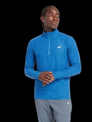 New Balance Blue Mens Space Dye Quarter Zip Top - Image 1 of 6
