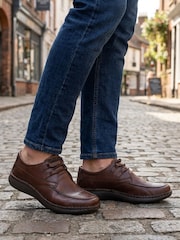 Pavers Dark Brown Wide Fit Leather Casual Lace Up Shoes - Image 1 of 6