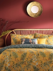 furn. Mustard Yellow Mazari Exotic Jungle Reversible Duvet Cover And Pillowcase Set - Image 1 of 3