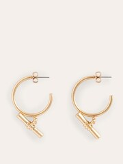 Boden Gold Tone T-Bar Hoop Earrings - Image 2 of 3
