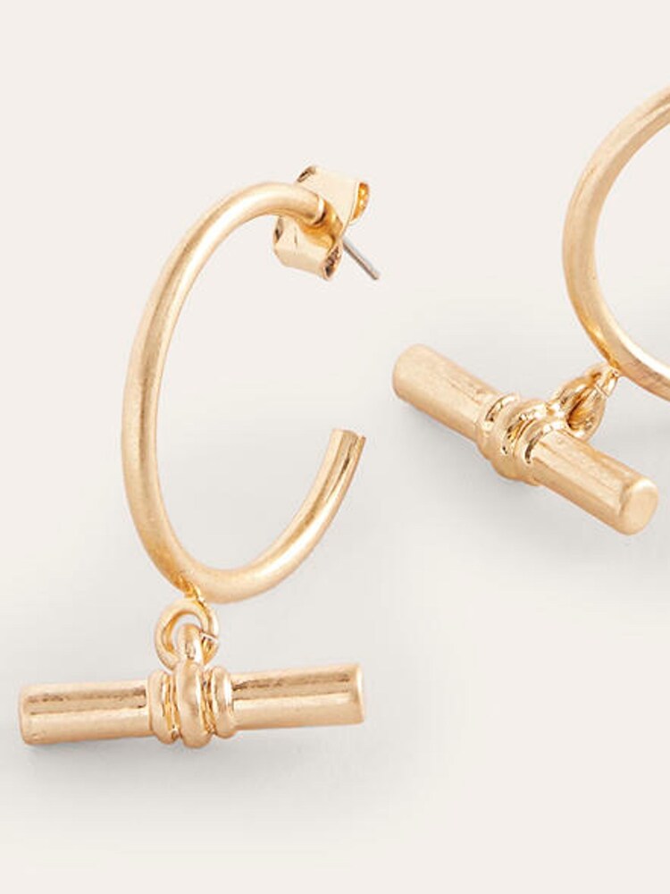 Boden Gold Tone T-Bar Hoop Earrings - Image 3 of 3