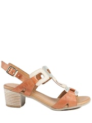 Pavers Brown All Leather Block Heel Sandals - Image 1 of 5